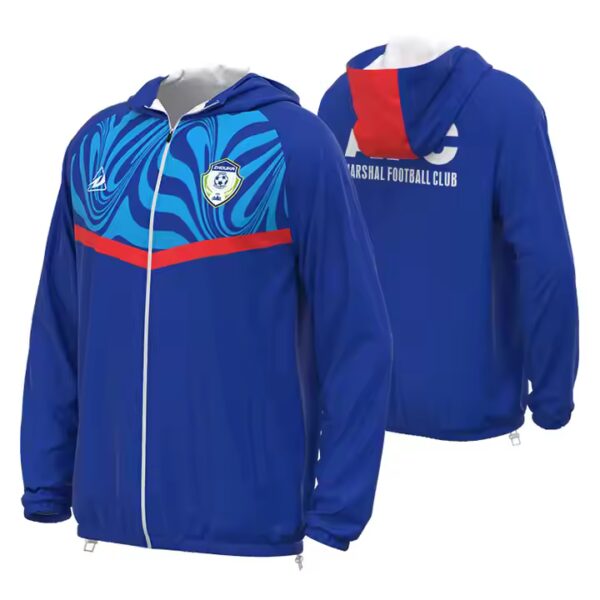 Full Zip Design Blue Football Windbreaker Outdoor Sports Men's Waterproof Windbreaker Jacket