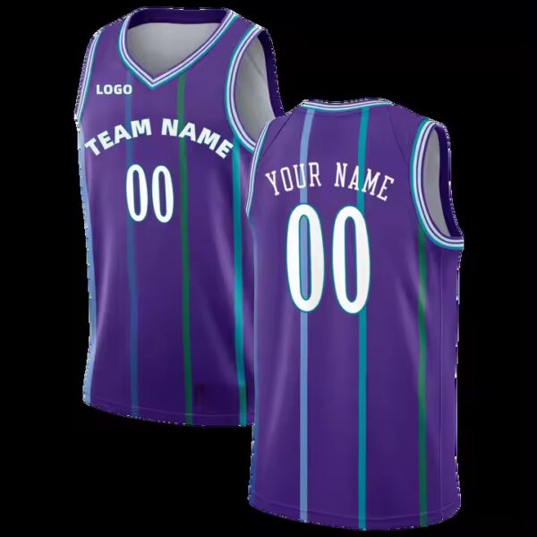 Personalization US Team All Style Cheap Blue Purple Stripe Style Custom Sublimation Basketball Jersey