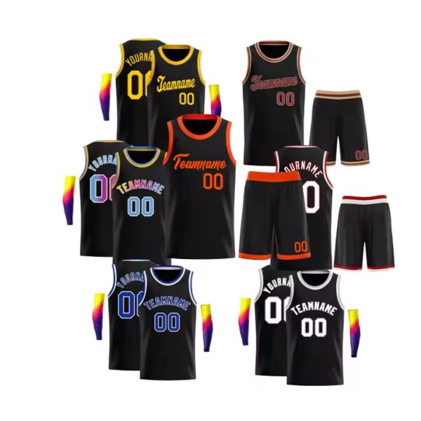 USA Size Black Embroidery Logo Name Sublimation Custom Unisex Basketball Jersey