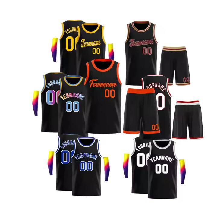 USA Size Black Embroidery Logo Name Sublimation Custom Unisex Basketball Jersey