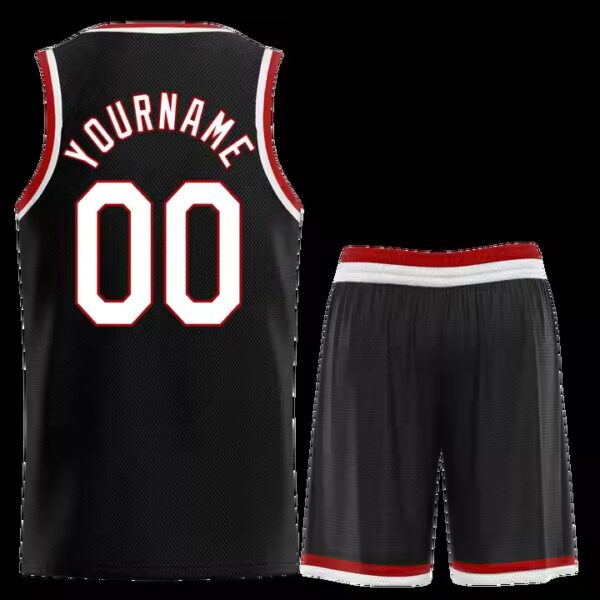 USA Size Black Embroidery Logo Name Sublimation Custom Unisex Basketball Jersey - Image 3