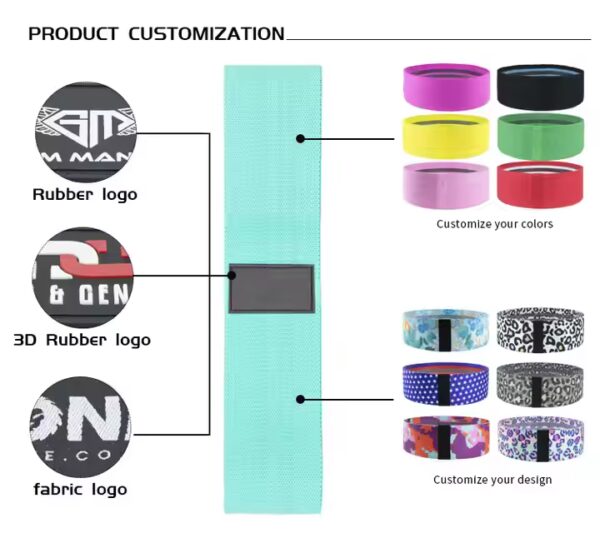 Hot Selling Custom Logo Fitness Exercise Workout Fabric Booty Resistance Bands for Legs and Butt