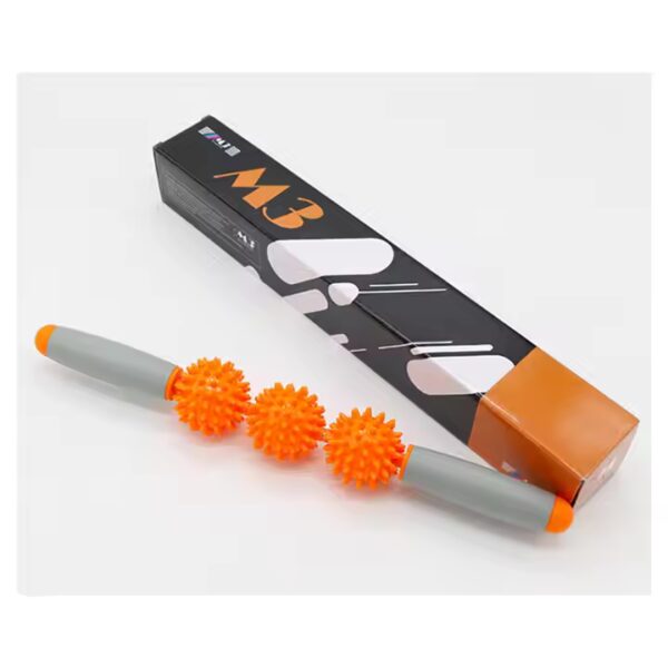 Amazon Hot Sale High Quality 3 Spiky Balls PVC Yoga Muscle Therapy Massage Roller Stick for Body Relax