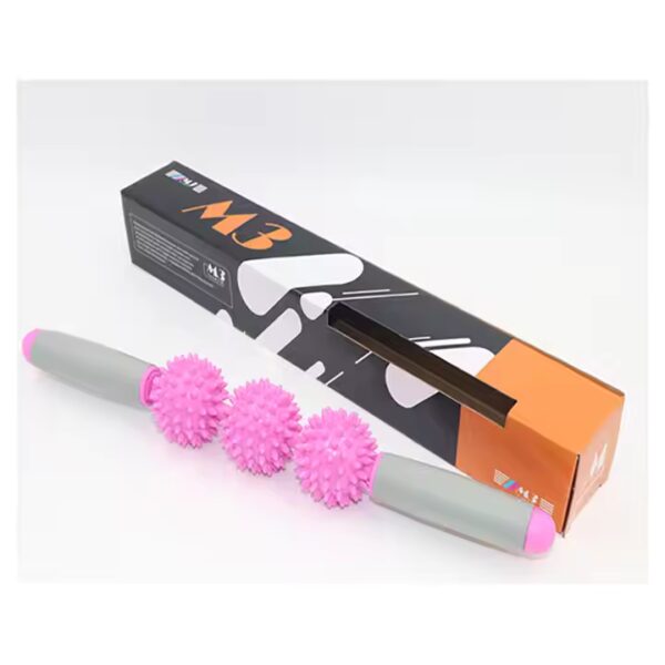 Amazon Hot Sale High Quality 3 Spiky Balls PVC Yoga Muscle Therapy Massage Roller Stick for Body Relax