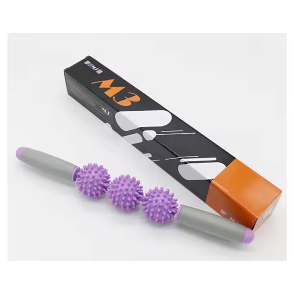Amazon Hot Sale High Quality 3 Spiky Balls PVC Yoga Muscle Therapy Massage Roller Stick for Body Relax