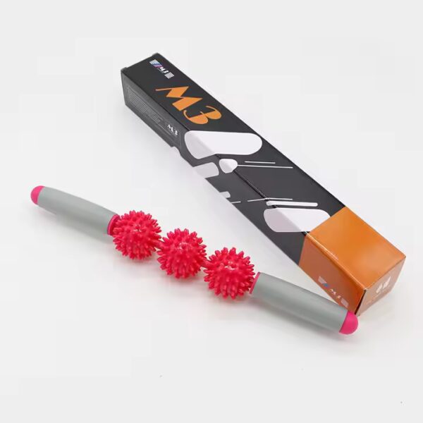 Amazon Hot Sale High Quality 3 Spiky Balls PVC Yoga Muscle Therapy Massage Roller Stick for Body Relax