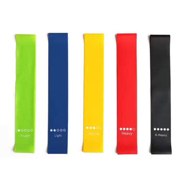 High Quality Durable 5 Level Latex Mini Resistance Loop Exercise Band Set for Yoga Gym Exercise