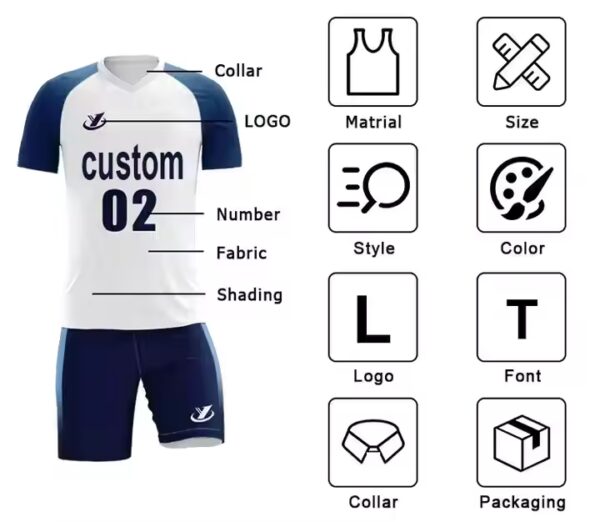 Custom Summer Sports Jersey for Men Breathable Polyester V-Neck Full Soccer Uniform Set OEM Summer Football Kits for Adults