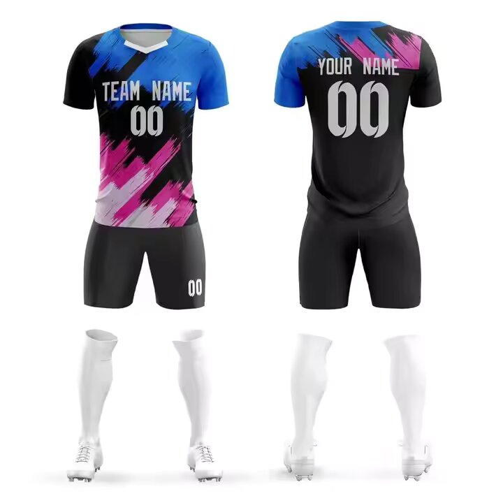 Customize Slim Fit Football Shirts Wholesale Sublimation Full Set Digital Printing Football Jersey Soccer Kits Wear Uniforms