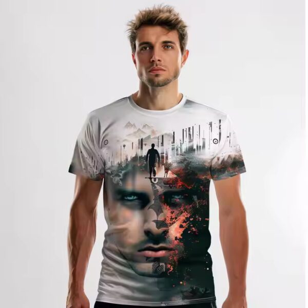 High Quality 100% Polyester Jersey Fabric Custom Digital Printing Short Sleeve O-neck Men's T-shirts