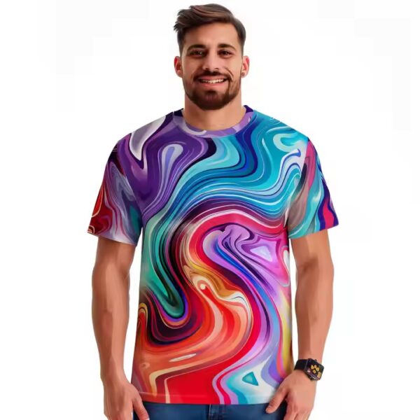 High Quality 100% Polyester Jersey Fabric Custom Digital Printing Short Sleeve O-neck Men's T-shirts