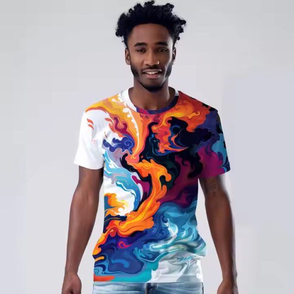 High Quality 100% Polyester Jersey Fabric Custom Digital Printing Short Sleeve O-neck Men's T-shirts
