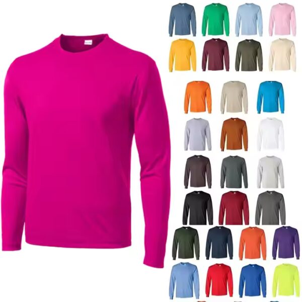 Long Sleeve Men's t Shirt 100 Polyester Soft Touch Clothing Men Boys Full Sleeve t Shirt Casual Wear Man Clothes Gym Shirt - Image 2