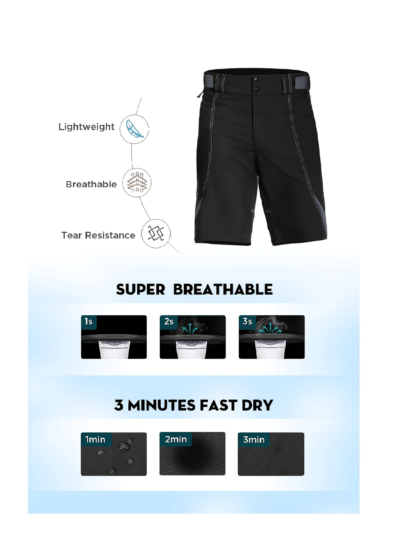 Breathable Polyester Men's Cycling Shorts | Black, Machine Washable with Zipper Pockets for Summer Sports & Outdoor Activities, Biker Shorts Breathable Polyester Men's Cycling Shorts | Black, Machine Washable with Zipper Pockets for Summer Sports & Outdoor Activities, Biker Shorts