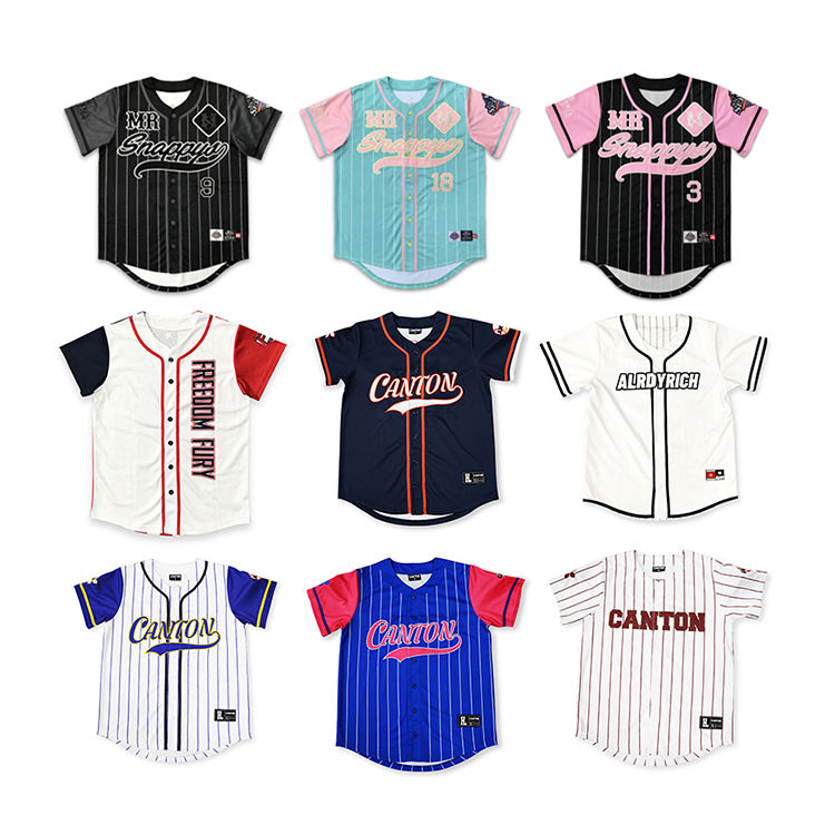 Custom Baseball Uniform Set Shirts Pants Sublimation Logo Print Strip Baseball Softball Wear