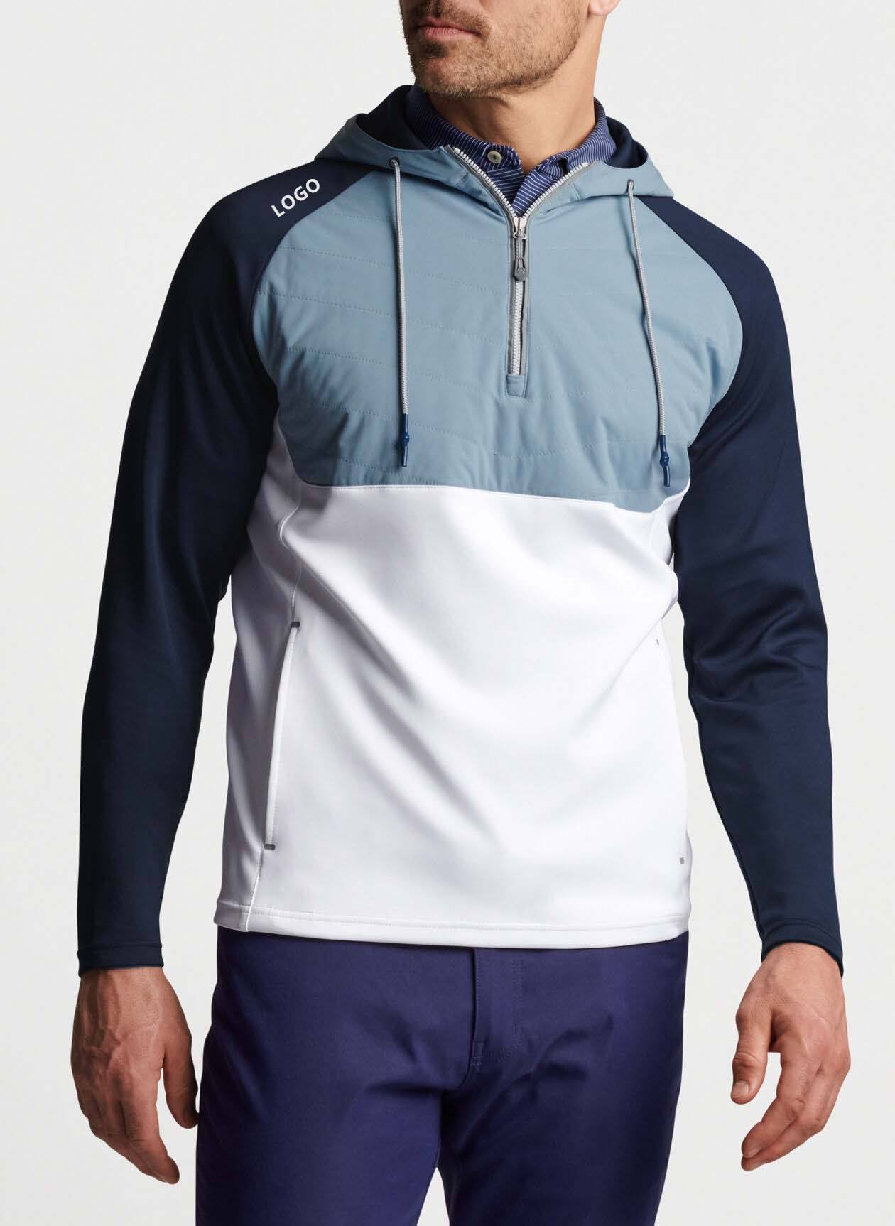 Custom High Quality Waterproof Windbreaker Lightweight Athletic Sports Heavyweight Quarter Zip Pullover Golf Hoodies